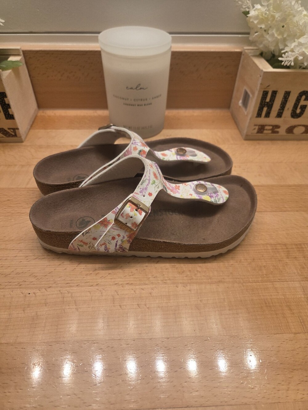 Birkenstock Gizeh Vegan Sandals Watercolor Floral Womens Size EU 36